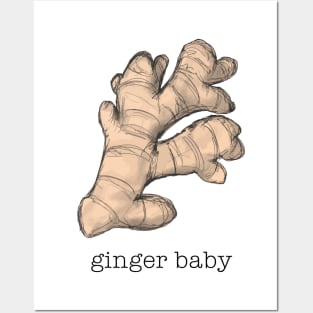 Ginger Baby illustration with Words Posters and Art